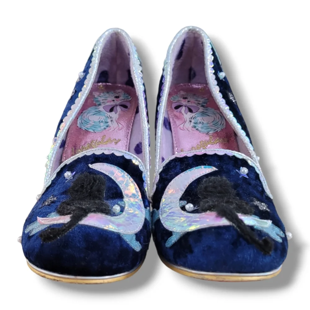 IRREGULAR CHOICE Stars At Night Black Cat Shoes 40 - Picture 3 of 8